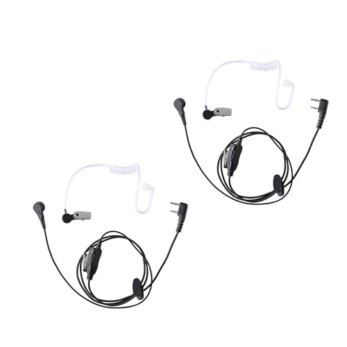 2 Way Radio Earphones with Cord Nylon Braided Design,Walkie Talkie Earpiece with Mic for Kenwood (2 Pack) - size: 2_PACK