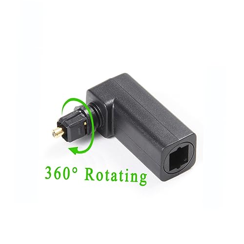5Pcs 90 Degree Fiber Optic Adapter Male to Female PVC Connector | Rotatable Right Angle Design, Black Finish, Tight Space Linking, Home Audio Accessory Kit
