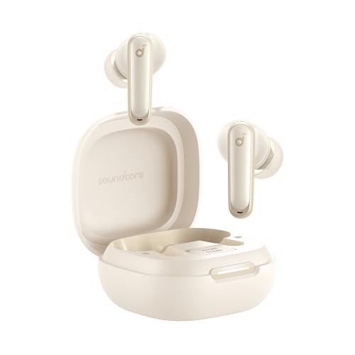 Soundcore P40i by Anker Noise Cancelling Earbuds with Adaptive ANC | Heavy Bass, 60H Playtime, 2-in-1 Case and Phone Stand, IPX5, Wireless Charging, Bluetooth 5.3 - color: Oat White