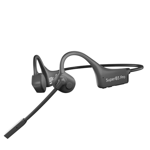 Bone Conduction Headphones with Boom Mic Bluetooth Open Ear Wireless Computer Headsets PC with Mic Noise Canceling Bluetooth Earphones with Microphone for Office Use Driving Meeting - color: Q3Pro-Black