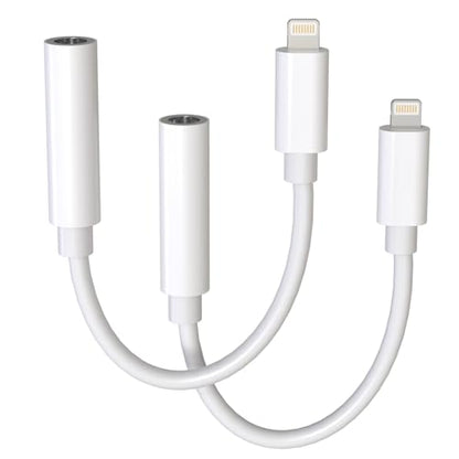 [Apple MFi Certified] iPhone Lightning to 3.5 mm Headphone Jack Adapter, 2 Pack Apple Earphones Jack Adapter Cord Dongle Aux Cable Converter, Compatible with iPhone 14 13 12 11 X XS 8 7 6 iPad