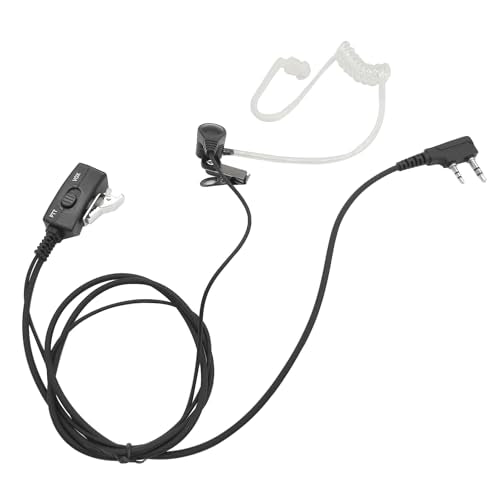 2Pack VOX Ptt Earpiece with Mic Acoustic Tube Walkie Talkie Headset FBI Style Earpiece for 2 Pin uv 5r 888s bf-f8hp rt 21 22 2-Way Radios