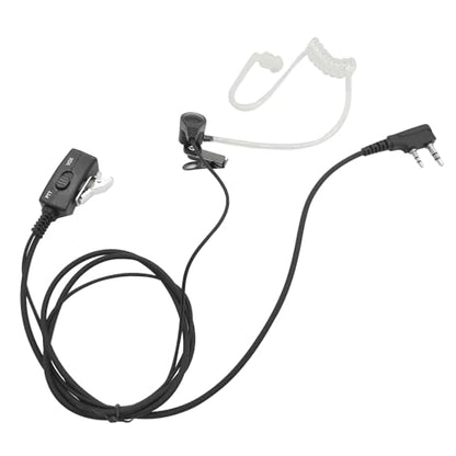 2Pack VOX Ptt Earpiece with Mic Acoustic Tube Walkie Talkie Headset FBI Style Earpiece for 2 Pin uv 5r 888s bf-f8hp rt 21 22 2-Way Radios