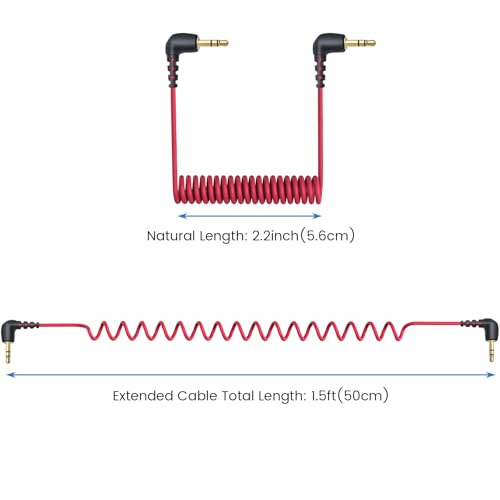 2-Pack 3.5mm Microphone Cable for DJI Mic 2 & Rode Wireless Pro, Go 2, Red - color: Red