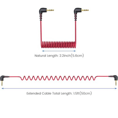 2-Pack 3.5mm Microphone Cable for DJI Mic 2 & Rode Wireless Pro, Go 2, Red - color: Red