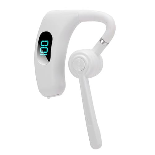 VBESTLIFE Bluetooth Headset, Bluetooth Earpiece, Noise Reduction Single Ear Earphones for Cell Phone, Laptop, Driver Trucker (White) - color: White