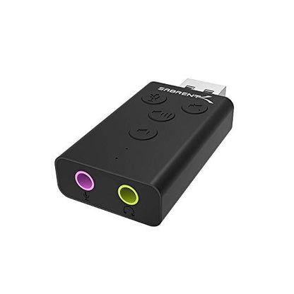 SABRENT Aluminum USB External 3D Stereo Sound Adapter for Windows and Mac. Plug and Play No Drivers Needed. [Black] (AU-DDAB) - color: Black