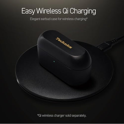 Technics Reference Class Hi-Fi Wireless Ear Buds, Dolby Atmos with Head Tracking, Adaptive Noise Cancelling, 3 Device Multipoint, 10-Hr Battery, Wireless Charging, Improved Fit, EAH-AZ100-K(Black) | Head Tracking, Adaptive Noise-canceling, 3 Device Multip