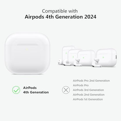 Aircawin for Airpods 4 Clear Case, Shockproof, Soft Transparent TPU Case with Carabiner and Cleaning Pen - color: Diamond Pure, size: Airpods 4