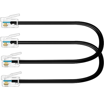 NECABLES 2Pack 6 Inch Short RJ12 Cable Short Telephone Cord Phone Cable | RJ12 6P6C Male to Male Straight Wired for Both Data and Voice Use Black - size: 6 inch