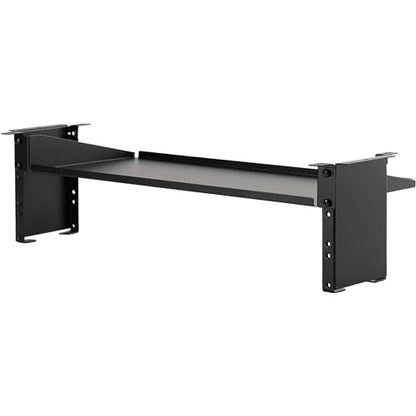 On-Stage WSA7520 Two-Space Rack Mount (Under-Furniture 2U Rack Bracket with Optional Shelf, Securely Holds Rackmount Components, WS7500 Workstation Accessory, Steel Construction, Black)