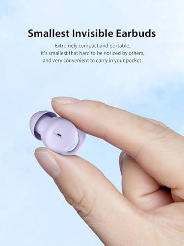 Sleep Headphones, Invisible Sleep Earbuds for Side Sleepers (Purple) | Small Noise Blocking Sleep Earphones, Bluetooth 5.3 Tiny Hidden Earbuds for Work,Sleeping - color: Purple
