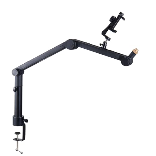 VEVOR Microphone Boom Arm, Adjustable Mic Stand with Cable Management, Desk Mount Clamp, Detachable Extension Rod, 3/8" to 5/8" Adapter, for Recording Studio Streaming Gaming Blue Yeti SM7B Audio - style: Mic Boom Arm + Extension Rod