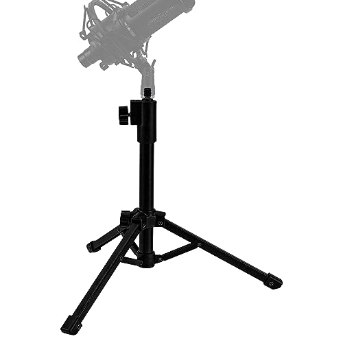 Geekria for Creators Telescoping Tabletop Tripod Microphone Stand, Desktop Mic Stand with Foldable Non-Slip Feet, Compatible with ATH AT2020, AKG P120, P220, CAD Audio GXL1800