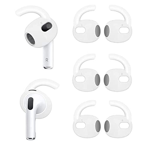 3 Pairs AirPod 3 Ear Hook Cover Grip Tip Anti Slip Wing Accessories Compatible with AirPods 3rd Generation, White a3h
