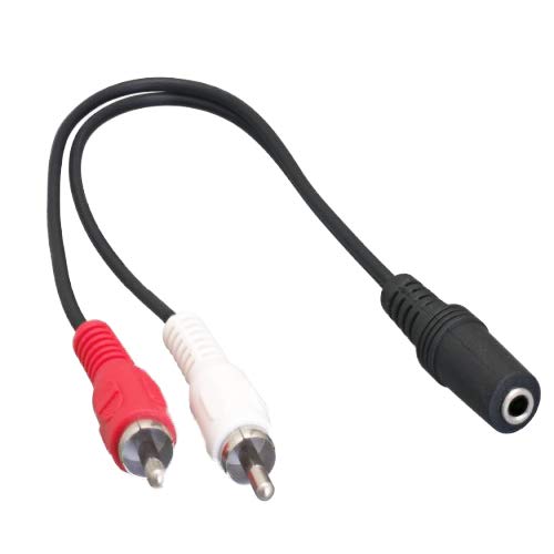 QualConnect 3.5mm Stereo to Dual RCA Audio Adapter Cable, 3.5mm Female to Dual RCA Male (Red/White), 6 inch