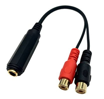 6.35mm to 2RCA Cable, Gold Plated 6.35mm 1/4 inch Mono TS Female to 2 Dual RCA Female Plug Y Splitter Adapter Cable - 8 Inch (6.35 FM/2RCA FM) - color: 6.35 FM/2RCA FM