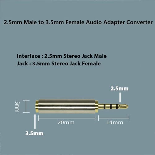 Adhiper 2.5mm to 3.5mm Adapter 3 Ring Jack Converter, 2Pcs | 2.5mm Male to 3.5mm Female Adapter, Gold Plated Jack Full Metal Connector for Headphone Earphone Headset Stereo or Mono