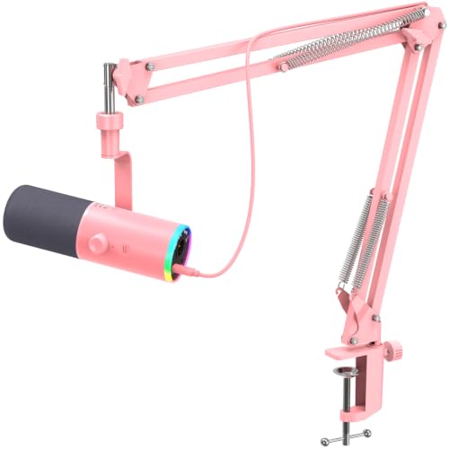 TONOR Dynamic Gaming Microphone XLR/USB Mic with AI Noise Cancellation - color: Pink