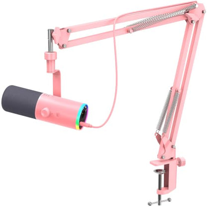 TONOR Dynamic Gaming Microphone XLR/USB Mic with AI Noise Cancellation - color: Pink