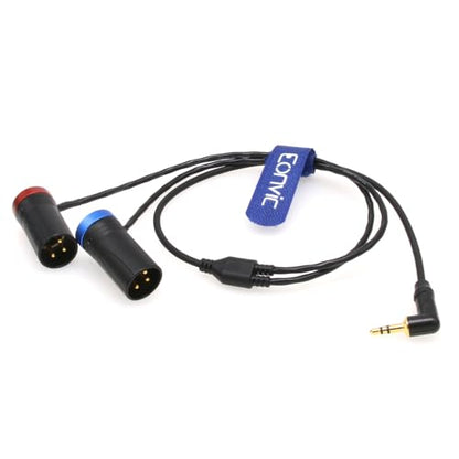 3.5mm Right-Angle TRS to Double Low-Profile XLR 3 Pin Male Y Cable for Rode Wireless GO II Dual Channel Wireless Microphone Receiver with Recorder/Camera