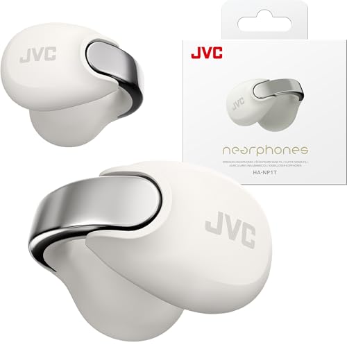 JVC Nearphones HANP1TW Open Ear True Wireless Headphones, White | Bluetooth 5.3, 24H Playback, IPX4 Water Resistant, Built-in Mic, Ear Clip Design - color: White