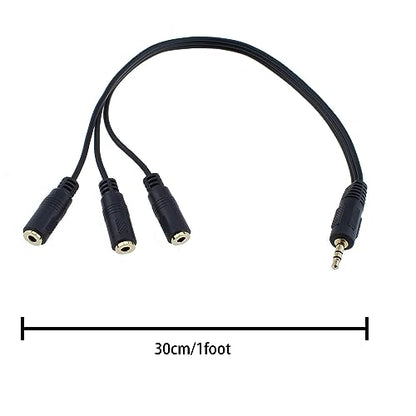 2pcs 1M/3F Audio Splitter, 1FT Gold Plated 3.5mm TRRS Male to 3 x 3.5mm Stereo Jack Female 1 Input 3 Output Audio AUX Splitter