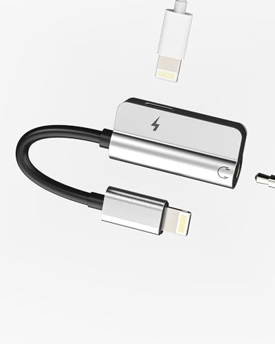 Aux to Lightning Adapter 3.5mm Jack Headphone Splitter 2in1 for iPhone 14 13 12 Pro Max Audio Cable Charger Adaptor Connector for Apple Wired Earphone Converter Dual Accessories for iPad Phone Dongle