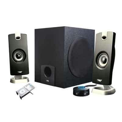 Cyber Acoustics CA-3090 2.1 Speaker System with 18W Subwoofer | Compact 2.1 PC Speaker System with Subwoofer, 18W Peak Power, Adjustable Bass, for Music, Movies, and Gaming
