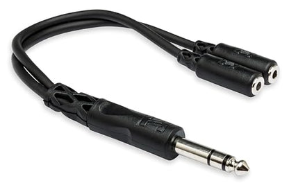 Hosa YMP-234 1/4 Inch TRS to Dual 3.5 mm TRSF Y-Cable | 1/4" TRS to dual 3.5mm TRS Y-cable for smartphones, laptops and headphones