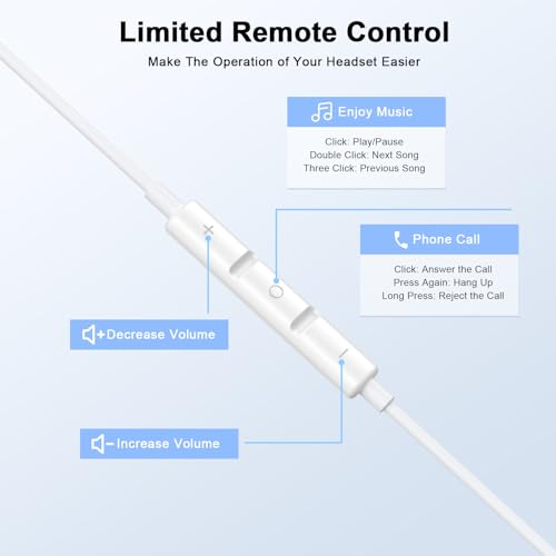 Apple MFi Certified iPhone Headphones Wired with Lightning Connector 2 Pack | Wired In-Ear Earphones/Earbuds iPhone, Support Control Music/Phone Calls/Volume, Compatible with iPhone 14 13 12 11 Pro Max - color: LWhite