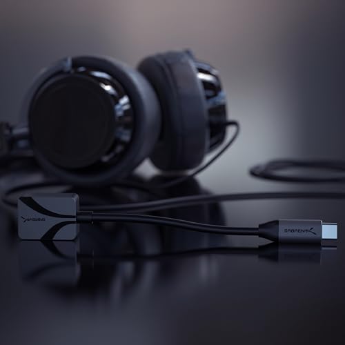 SABRENT USB to 3.5mm Audio Adapter, USB Sound Card, 24-Bit (AU-UCMA) | USB sound card; headphone & mic jack; 24-bit/96kHz; deep sound quality - style: USB-C