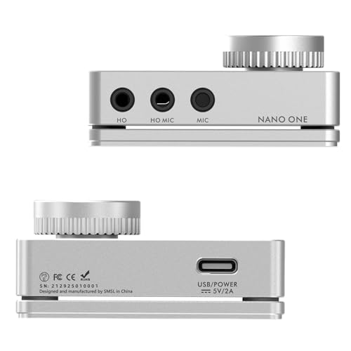 SMSL Nano ONE Pro External Sound Card, Hi-Fi DSP Chip,Virtual 7.1 Surround Sound, for Windows/Mac/Phone/Live Stream/Game,3.5mm Headphone Output, Mic in, Plug and Play Driverless (Silver) - color: silver