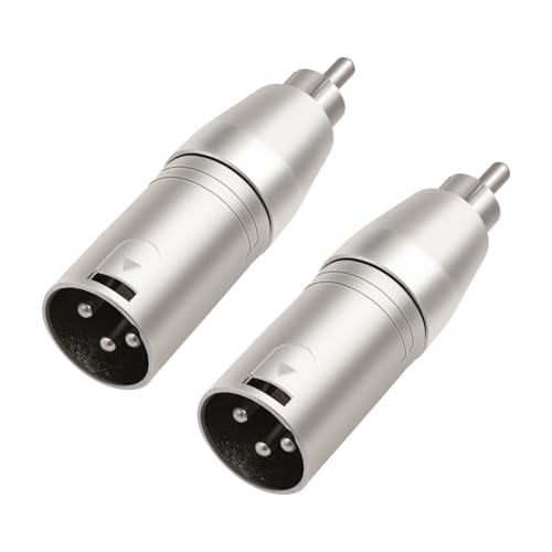 2Pack RCA Male to 3Pin XLR Male Audio Adapter,Zinc Alloy Shell Balance XLR to Unbalanced RCA Amplifier, Audio Player Connector, - color: RCA M To XLR M