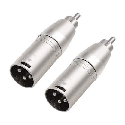 2Pack RCA Male to 3Pin XLR Male Audio Adapter,Zinc Alloy Shell Balance XLR to Unbalanced RCA Amplifier, Audio Player Connector, - color: RCA M To XLR M