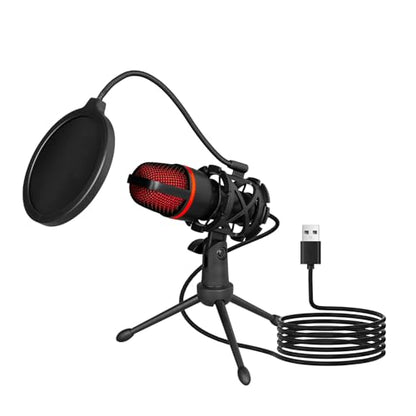 ME4 USB Condenser Microphone Kit with RGB Light Computer Recording Live Broadcast Karaoke Noise Reduction