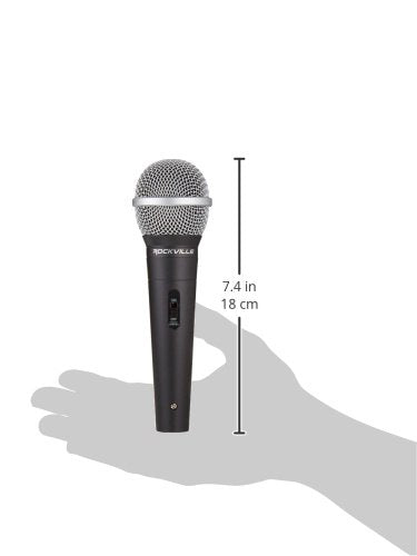 Rockville RMC-XLR Wired Dynamic Microphone, Full Metal Body, M-56 Cartridge, (2) 10 Ft OFC Cables, Mic Clip & Case, for DJs, Karaoke, and Live Performances | Neodymium, Unidirectional, XLR and 1/4 Connectors, 10 Ft OFC Copper, M-56 Cartridge, Mic Clip, Ca