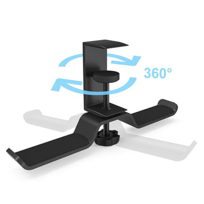 aceyoon Foldable Headphone Stand for Desk, Aluminum Headset Stand Clamp Hook Under Desk Space Save Mount, Headset Holder for Gaming Headphone, Office, Backpack, Bag, Purse Hanging (Black) - color: Dual Stand