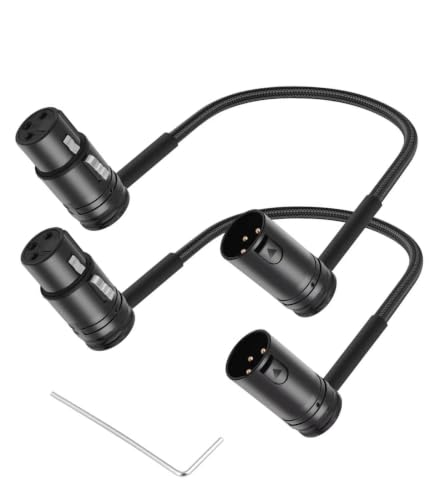 Adjustable 90 Degree XLR Male to Female Microphone Cable,Right Angle XLR Female to Male Adapter Cable,Rotatable Mic Cord for Mixer Microphone 1.64FT (50cm) 2pcs - style: 2PCS 1.64FT