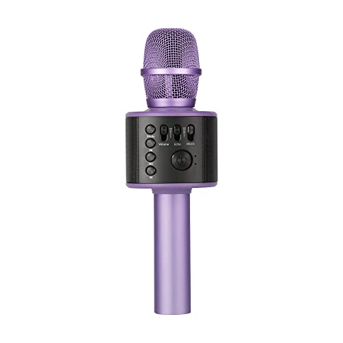 Wireless Bluetooth Karaoke Microphone with Built-in Speakers + HD Recording, Portable Handheld Mic | Lilac - style: Lilac