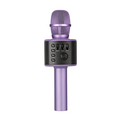 Wireless Bluetooth Karaoke Microphone with Built-in Speakers + HD Recording, Portable Handheld Mic | Lilac - style: Lilac