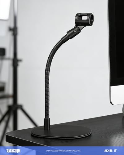 9-Inch Flexible Microphone Gooseneck KN58, 5/8-27 Mic Stand Arm | Short flexible extension tubes arm, 5/8-27 male and female threads, for mic positioning on stands, desks, and podiums - size: 9-INCH