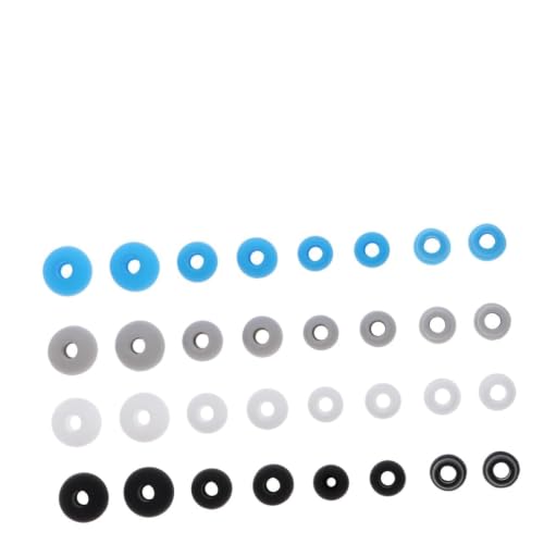 HANABASS 32pcs Silicone Earbud Caps for and Power Comfortable Easy to Install Earphone Covers Black White Grey and Replacement for Clean and Headphones