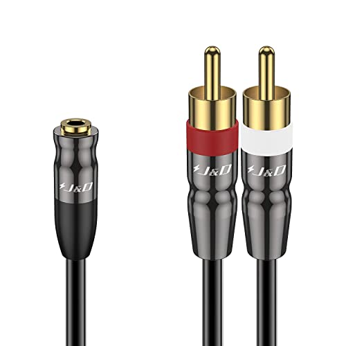J&D 3.5 mm to Dual RCA Audio Cable, Gold Plated Copper Shell Heavy Duty 3.5mm Female to 2 RCA Male Stereo Audio Adapter Cable Adapter Cord, 6 Feet - size: 6 Feet