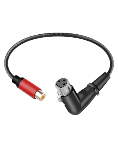 90 Degree XLR 3-Pin Female to RCA Female Stereo Audio Cable,3-Pin Right Angle XLR to RCA Plug Adapter Converter Cord,Balance to Unbalanced,Mixer,Power Amplifier,Audio Player(1FT/30CM) - style: 90 Degree XLR 3-Pin Female to RCA Female(0.3m/1ft)
