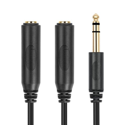 6.35mm 1/4 inch Male Plug Stereo to 2 Dual 1/4 "TRS Female Jack Connector Audio Speaker Cable, Y Splitter Adapter Cable (20CM / 8Inch) - size: 6.35M-TRS-2x6.35F