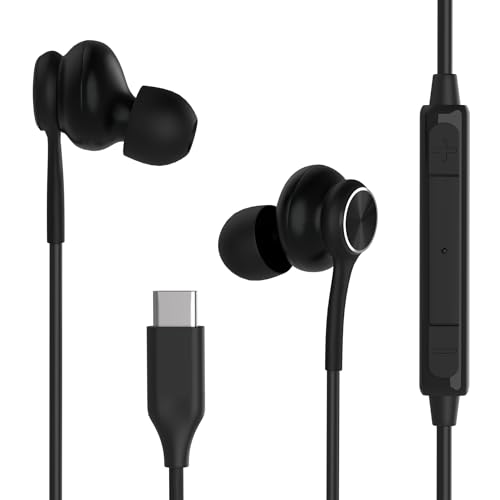 USB-C Headphone for Samsung S26 S25 FE S24 A16 A17 Wired Earbuds Magnetic in-Ear Type C Earphone with Microphone Volume Control Bass Stereo Noise Canceling for iPhone 17 Pro Max 16 16e 15 Pixel 10a 9a