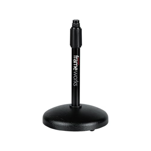 Gator Frameworks Desktop Microphone Stand with Round Weighted Base & Adjustable Height (GFW-MIC-0501) - size: Compact, style: Weighted Base - Adjustable Height