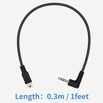 Duttek Right Angled 90 Degree 3-Pole 3.5mm DC Male AUX Audio Jack to Mini USB Male Microphone Adapter Cable-0.3m/Black