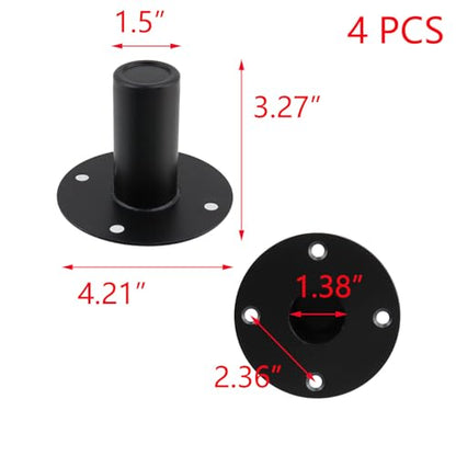 T Tulead Black Speaker Stand Top Hat, 4.21"×3.27", 4PCS | Iron Speaker Pole Mount, Cabinet Pole Mount Adapter, Include Screws - size: 4.21"×3.27", 2PCS